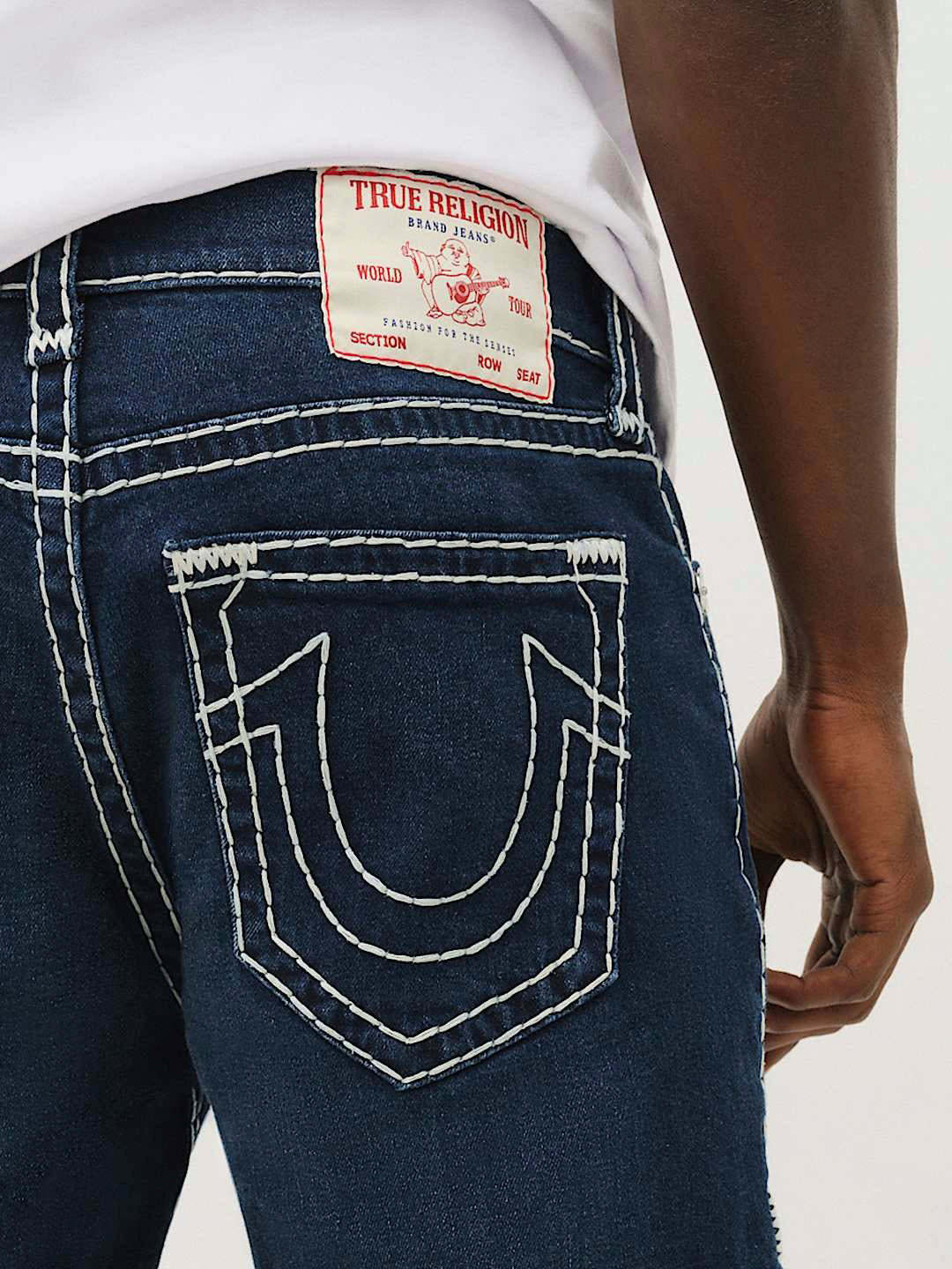 True Religion Rocco Mens Relaxed Dark Wash Skinny Jeans In Blue