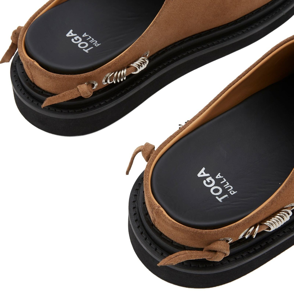 Shop Toga Suede Clogs In Brown