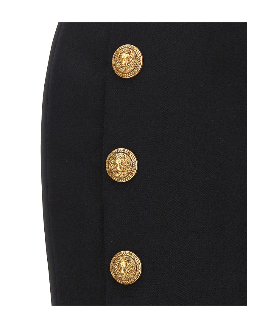 Balmain Lion Embossed-button Miniskirt In Black