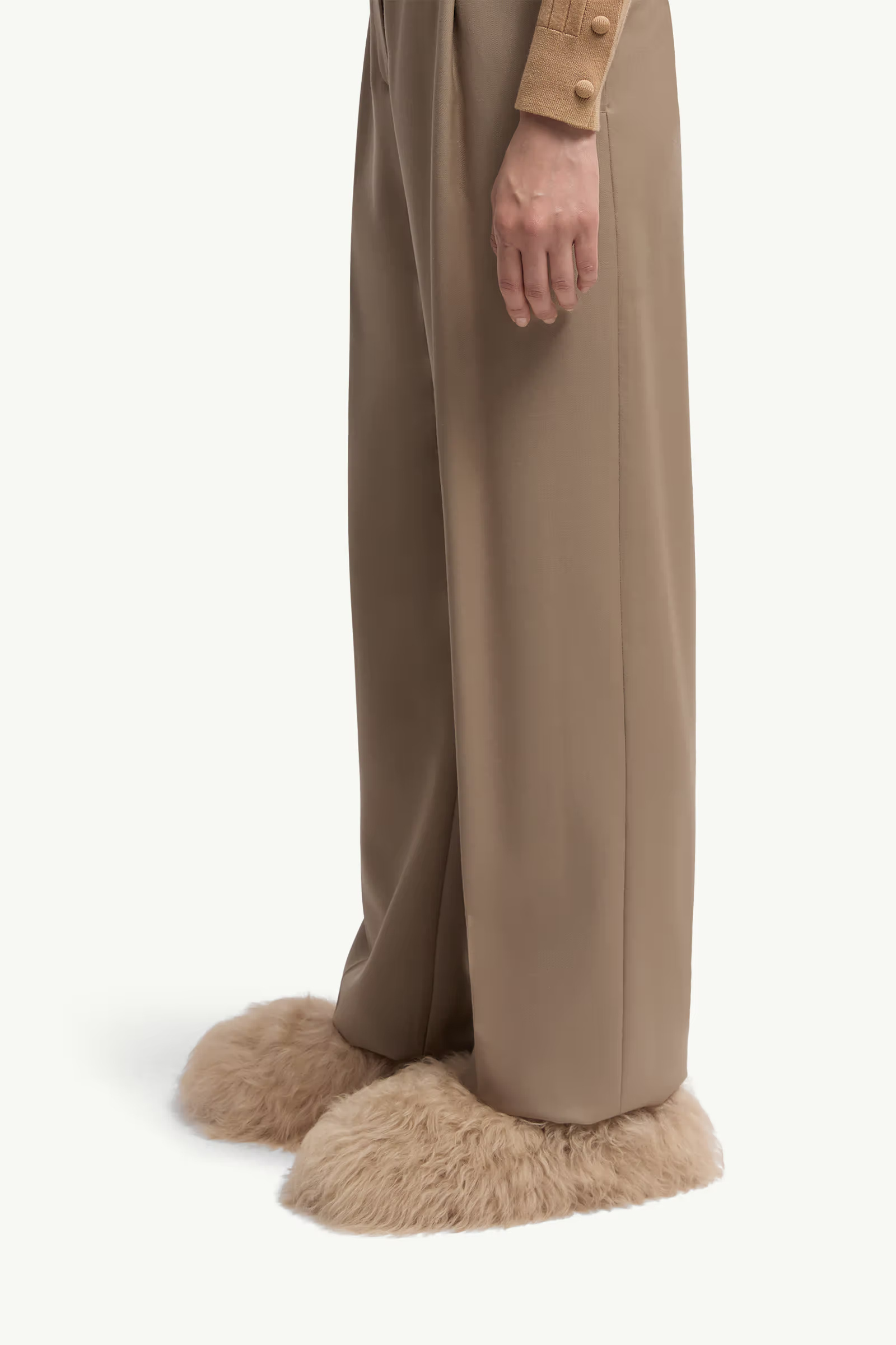 Moncler Wool Gabardine Tailored Pants In Brown