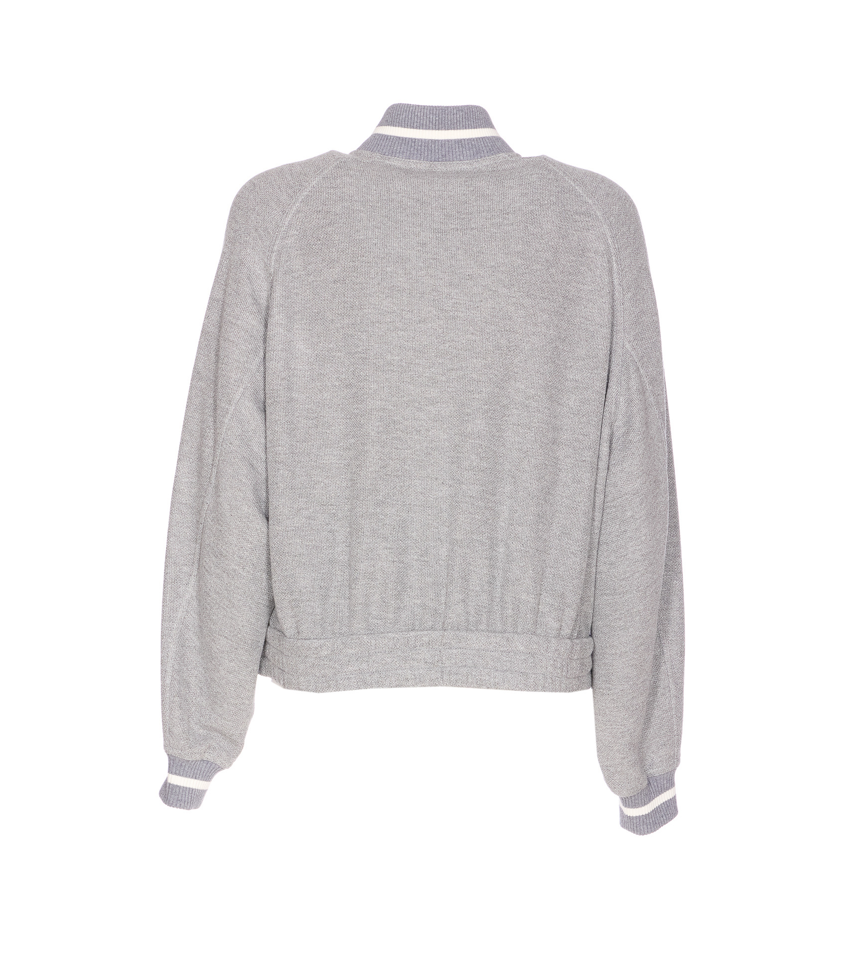 Brunello Cucinelli High Neck Long Sleeve Cardigan With Pockets In Gray