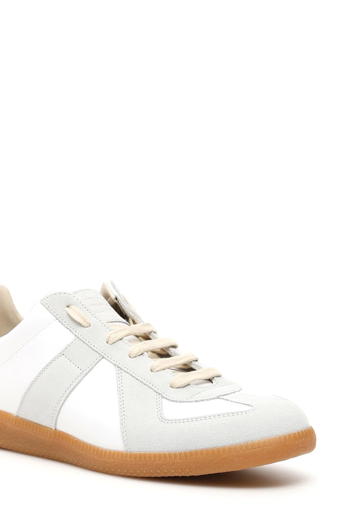 Maison Margiela White Sneakers With Textured Panels And Gum Rubber Sole