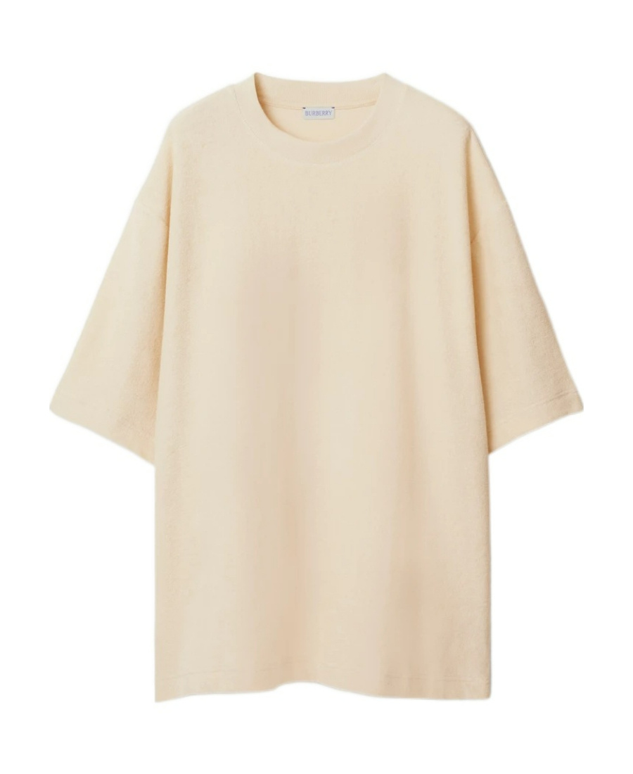 Burberry Logo-jacquard Towelling-finish T-shirt In Nude