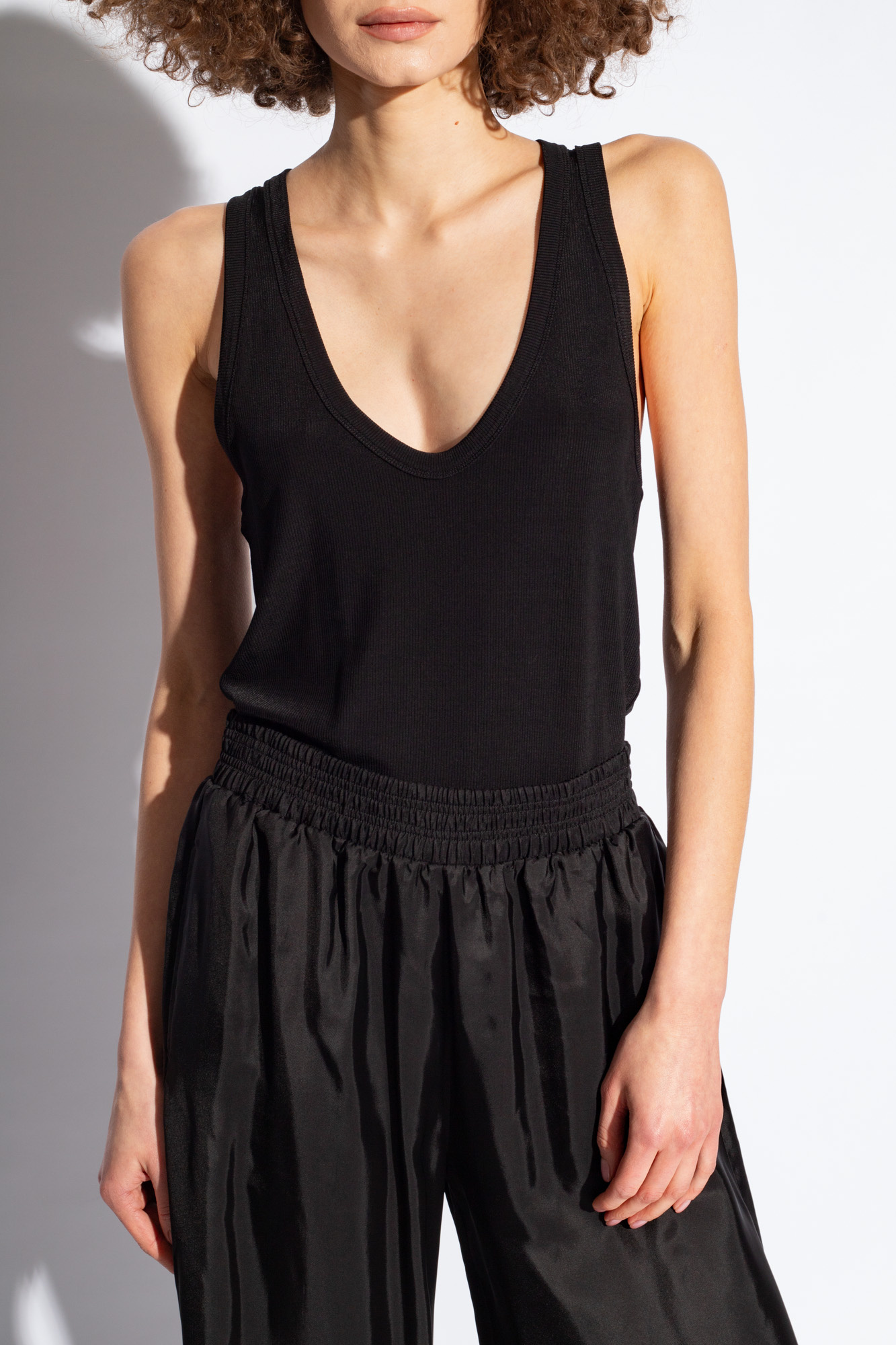 Shop Fabiana Filippi Fine-ribbed Tank Top In Black