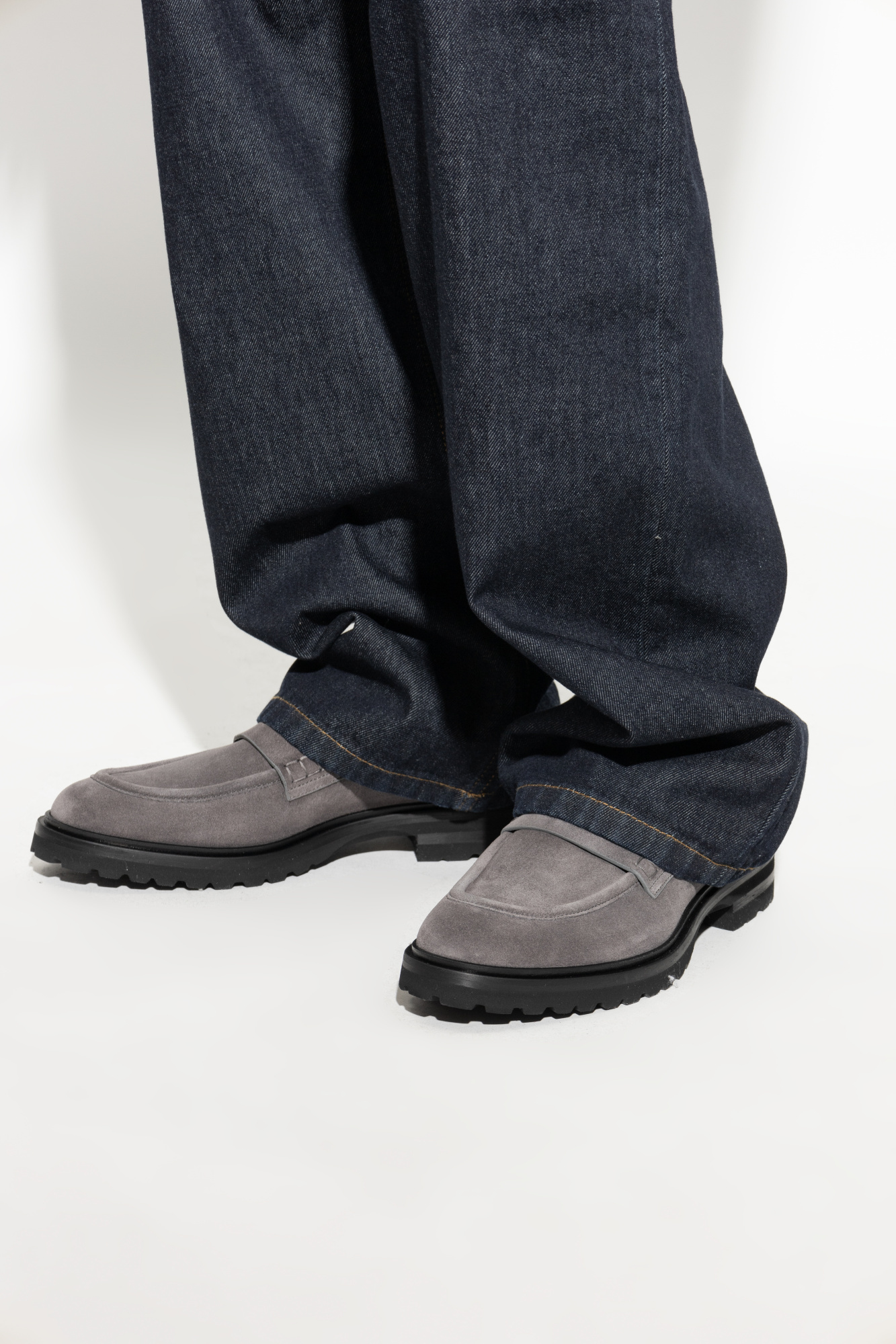 Dolce & Gabbana Altavilla Suede Penny Loafers In Gray