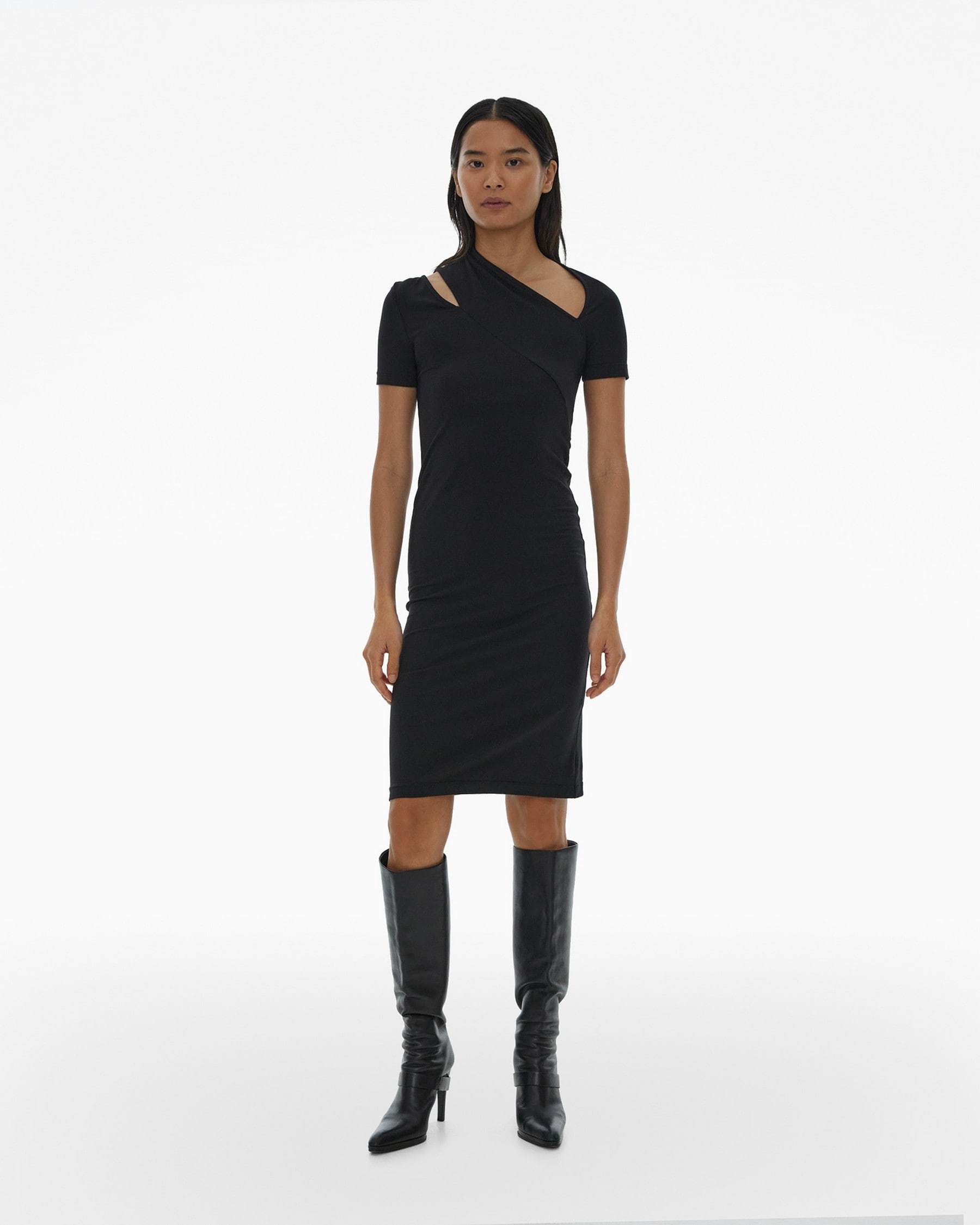 Helmut Lang Cut-out Detailing Cotton-blend Dress