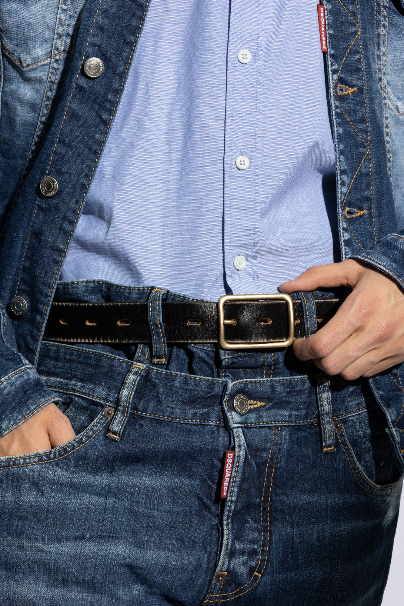 Dsquared2 Buckled Leather Belt In Black