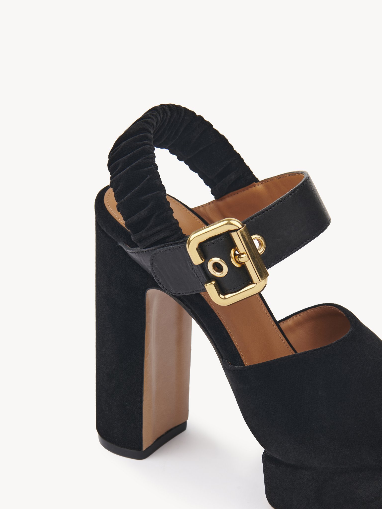 Chloé Paddington Leather-trimmed Velvet Platform Sandals In Black