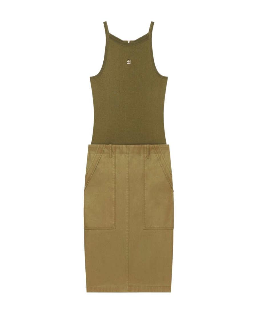 Givenchy Panelled Cargo Midi Dress In Green