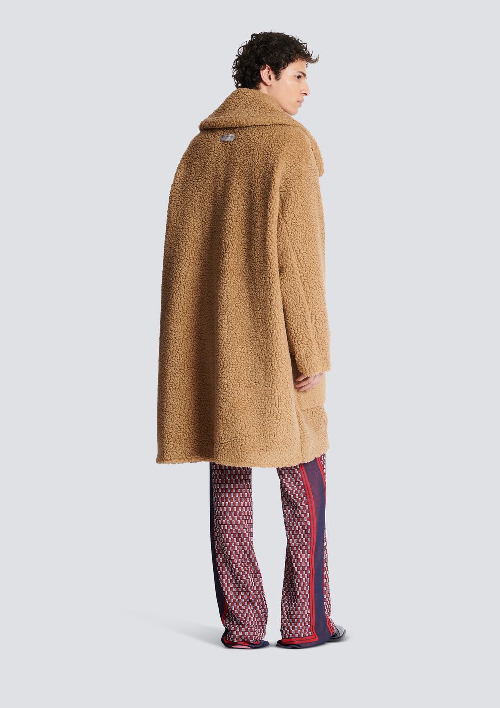 Shop Balmain Long Double-breasted Buttoned Coat In Nude