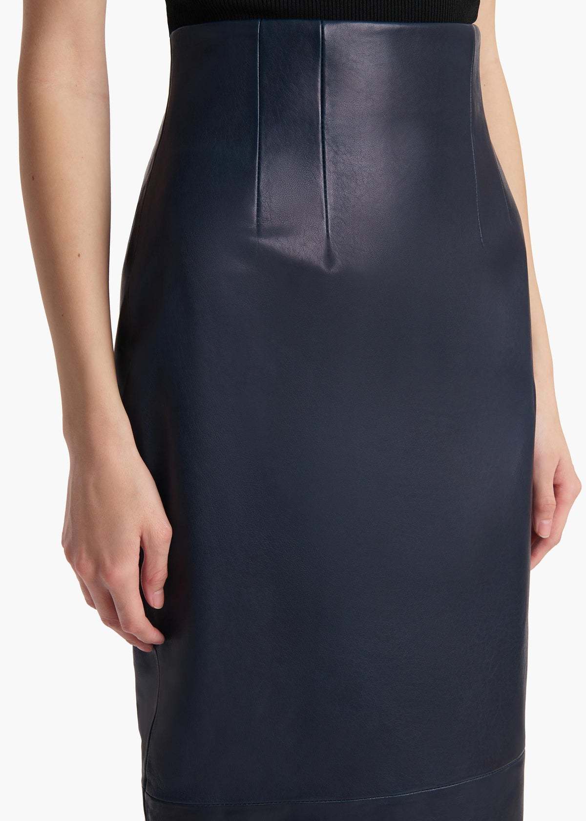 Khaite Loxley Leather Pencil Maxi Skirt