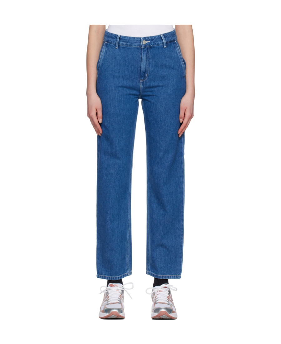 Shop Carhartt Mid-rise Straight-leg Jeans In Blue