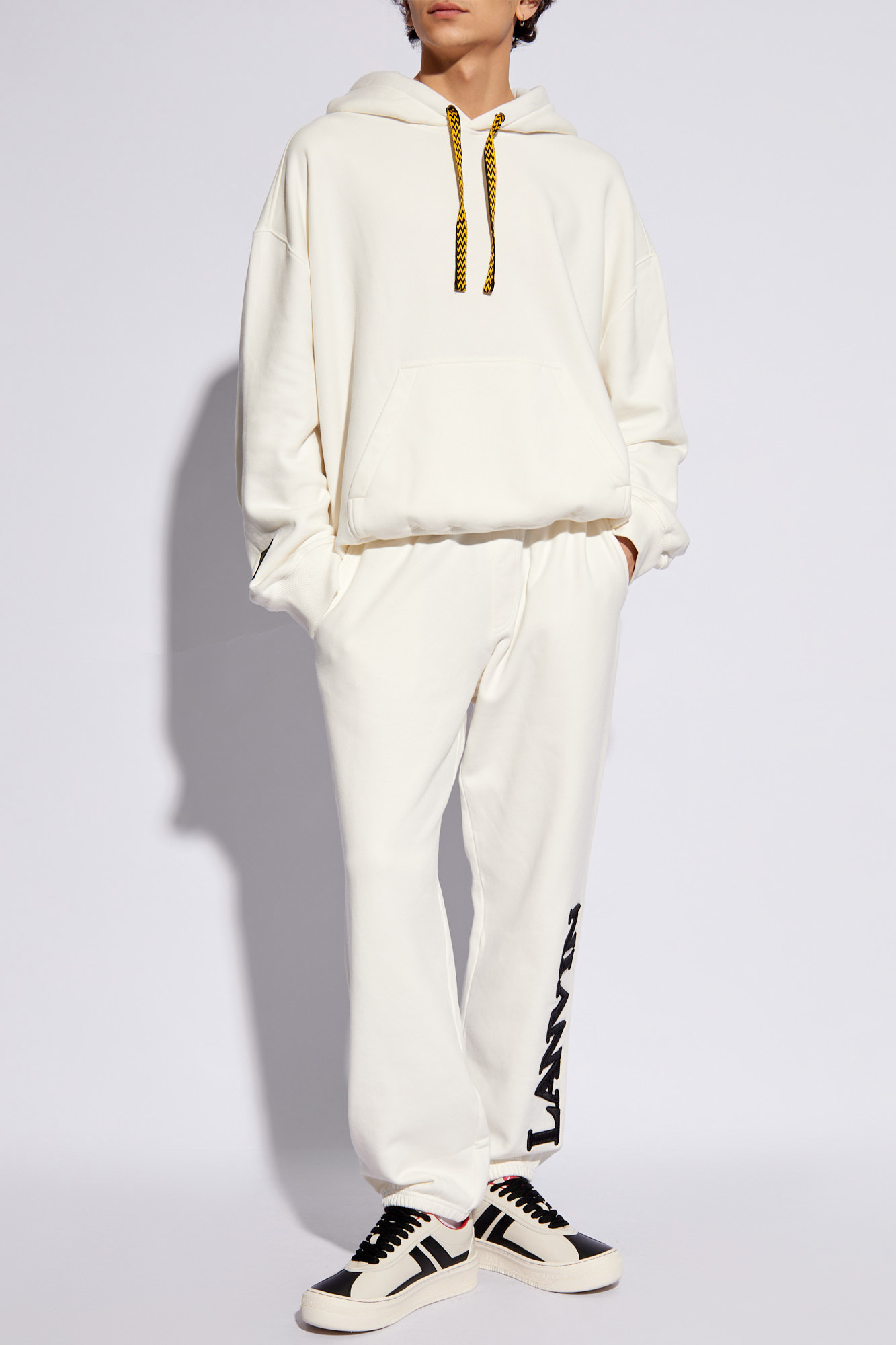 Lanvin Logo-embroidered Cotton Track Trousers In White