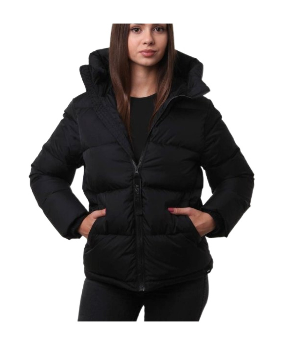 Aspesi Zip-up Hooded Padded Coat In Black