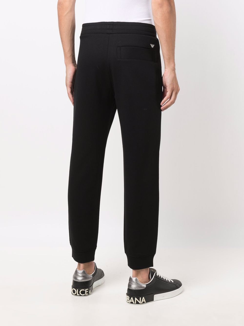 Emporio Armani Logo-embroidered Stretch-cotton Track Pants In Black