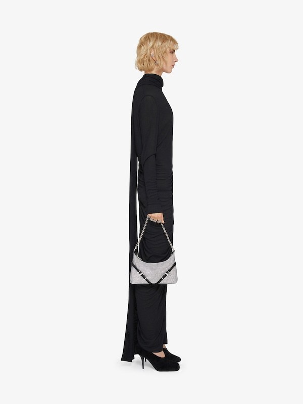 Givenchy Voyou Party Bag In Black Satin With Rhinestones In Black