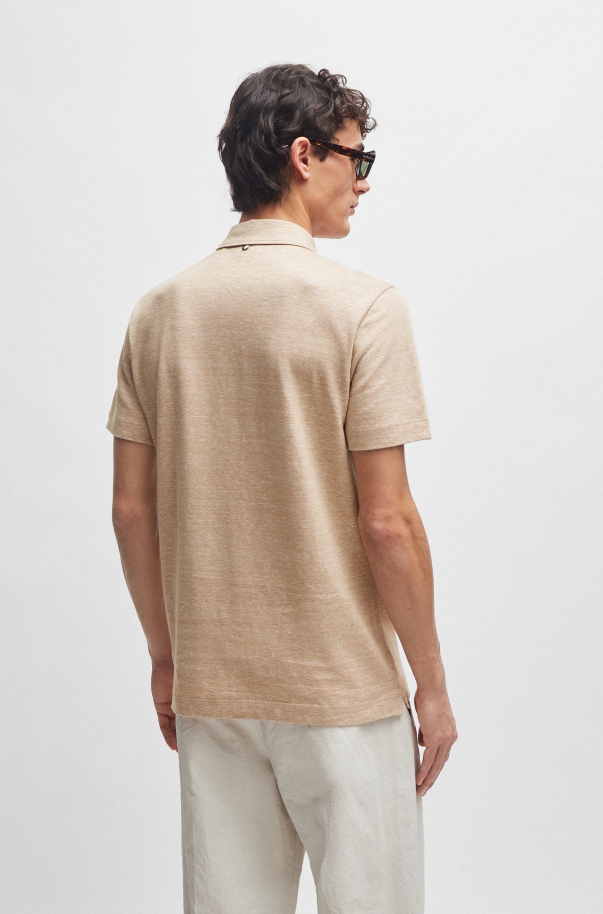 HUGO BOSS MÉLANGE-EFFECT SHORT-SLEEVE POLO SHIRT