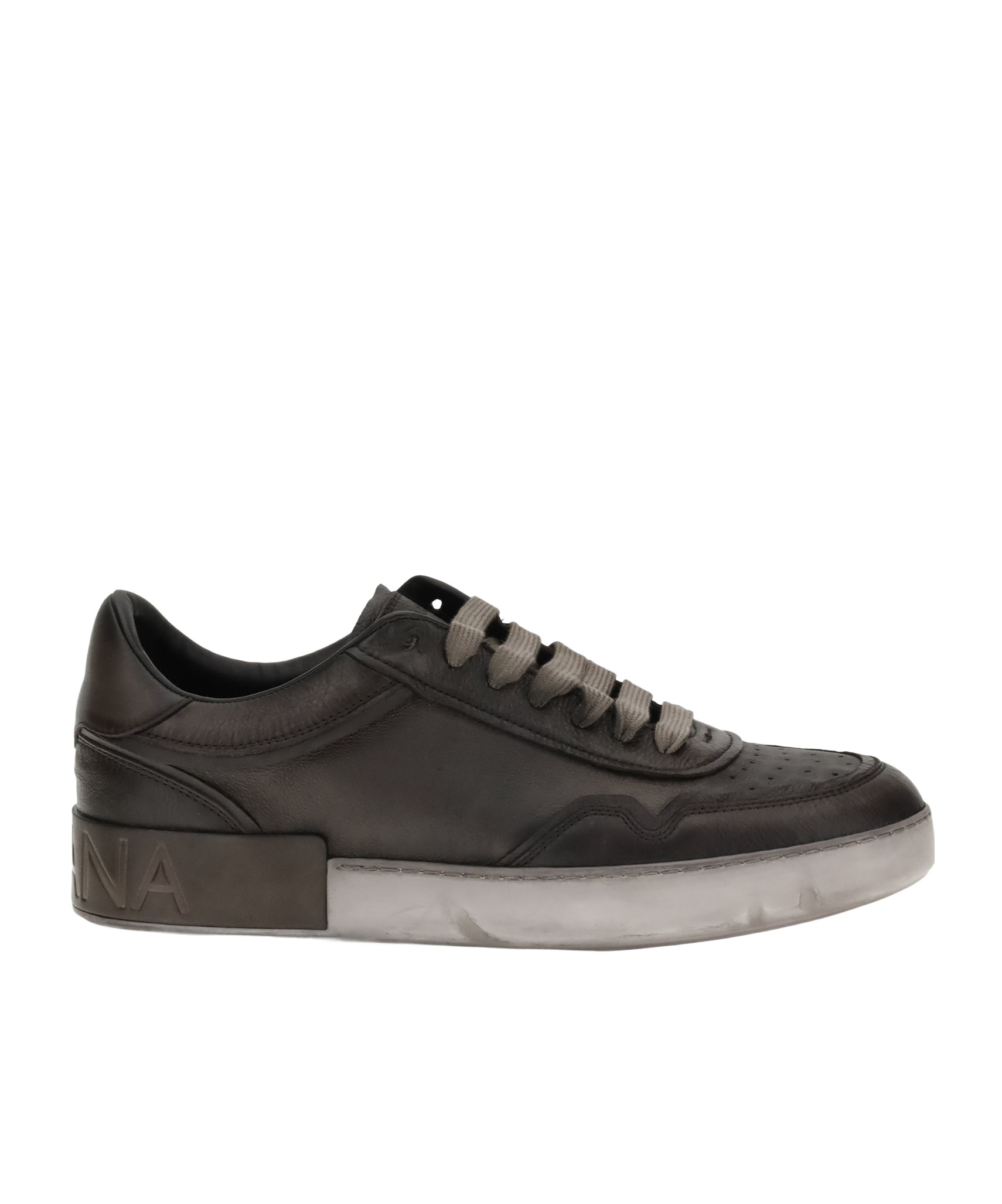 Dolce & Gabbana Brown Leather Vit Beck Sneakers In Black