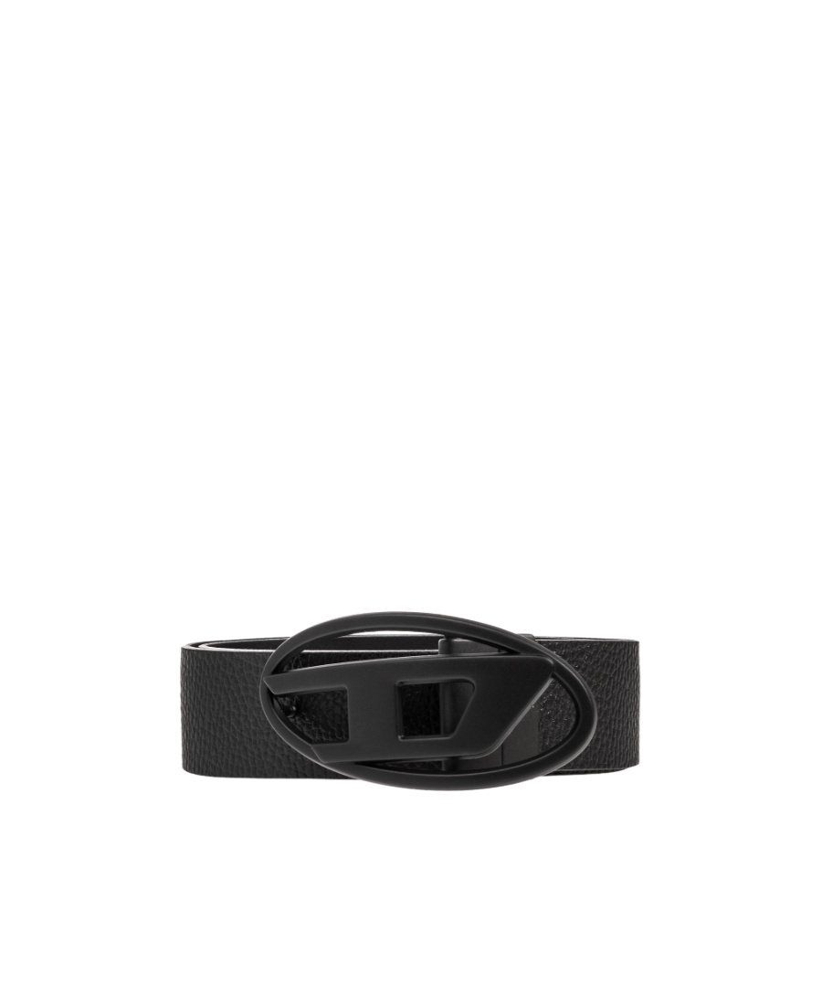 Diesel B-1dr Logo-buckle Leather Belt In Black
