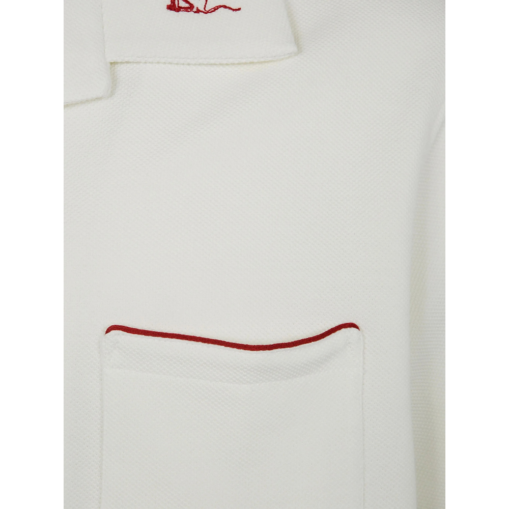 Drôle De Monsieur Embroidered Collar Shirt In White