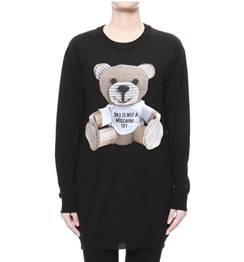 Moschino Teddy Bear Wool Dress In Black