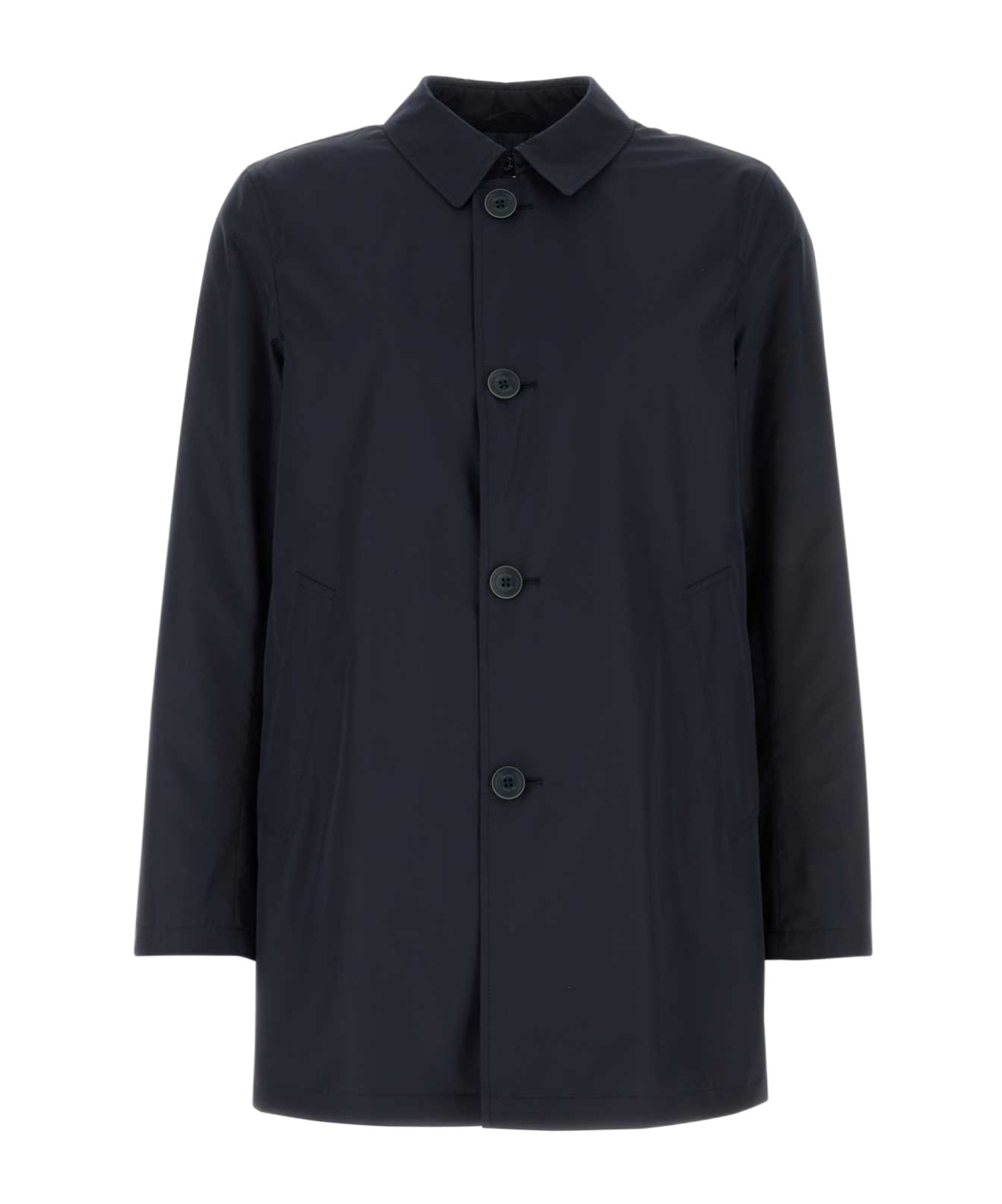 Herno Single-breasted Jacket With Two Front Pockets In Black