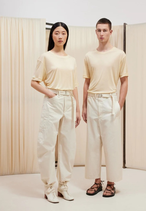 Lemaire Plain Knitted Short-sleeved T-shirt In Nude