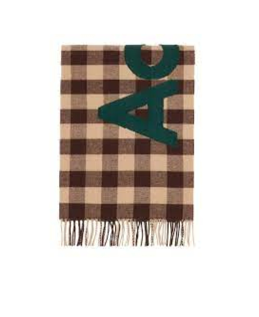 Acne Studios Logo-patch Checked Wool Scarf In Nude