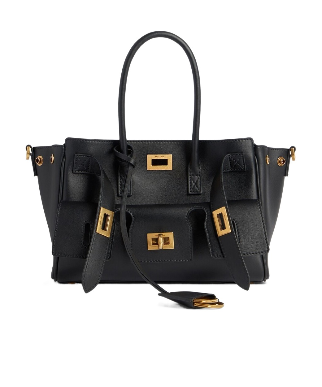 Balenciaga Women Black Leather Medium Carry All Bel Air Shopping Bag In Black