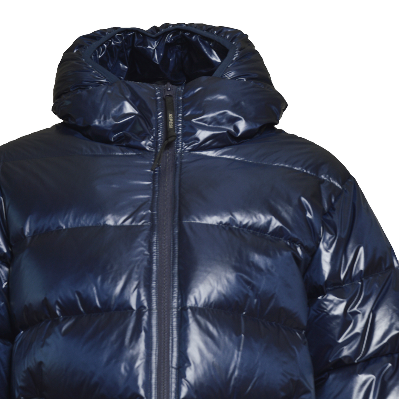 Aspesi Budd Puffer Jacket In Shiny Blue Fabric In Blue