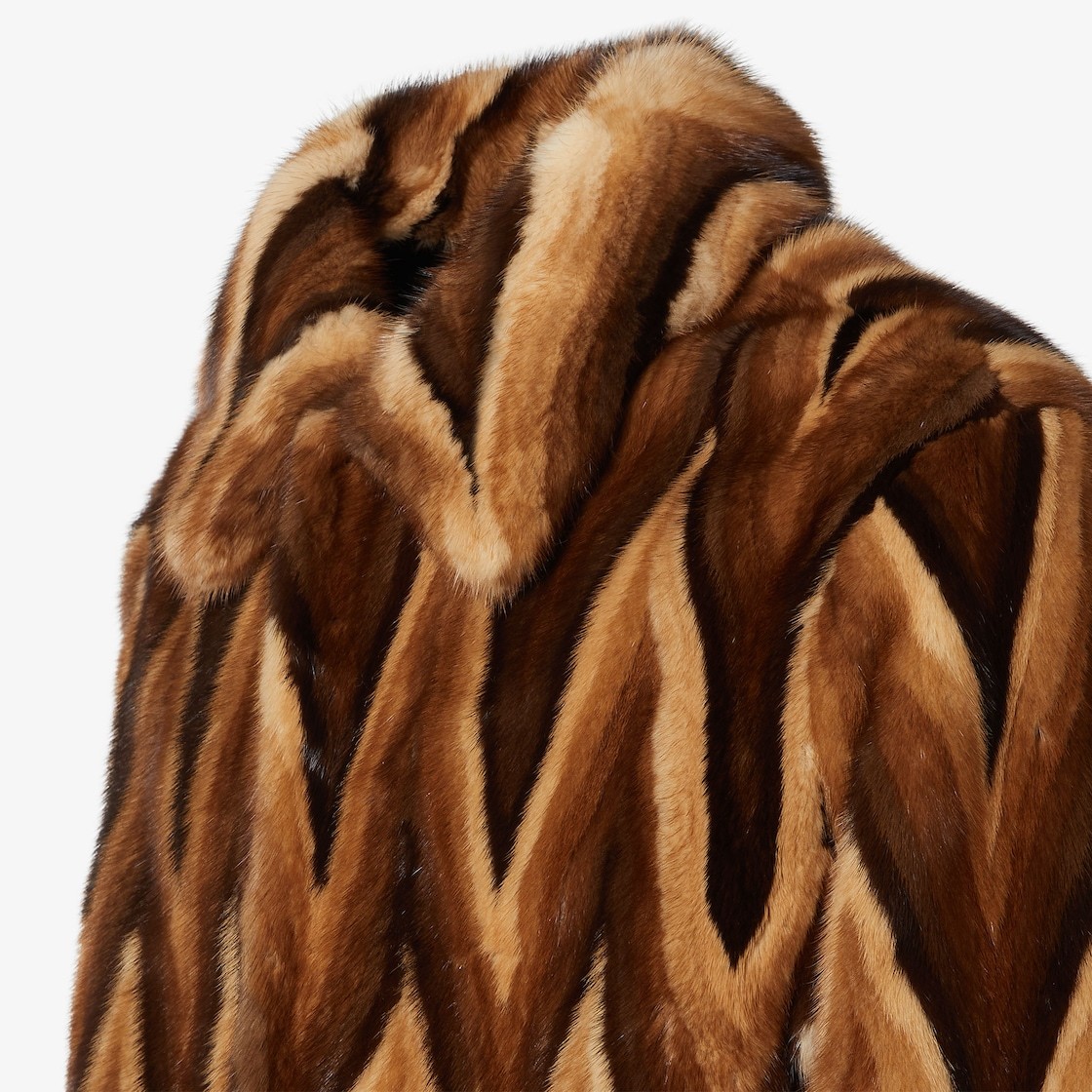 Fendi Brown Chevron Mink Blouson In Multi
