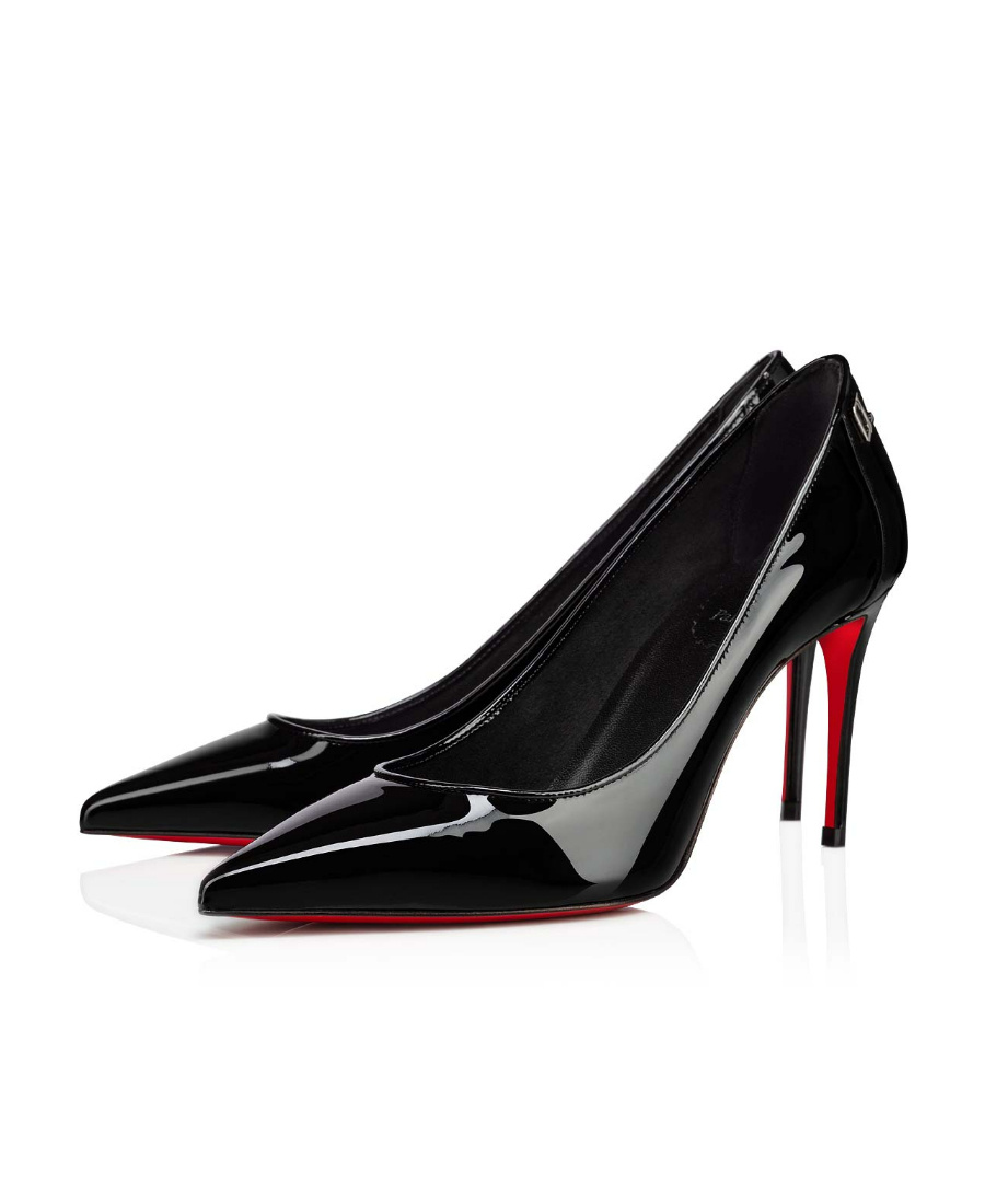 Shop Christian Louboutin Logo Pointed High Heels In Black