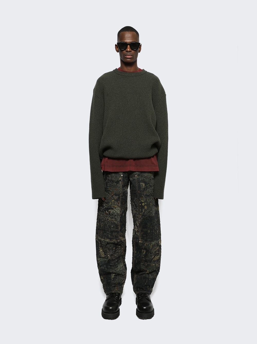 Givenchy Ribbed-knit Wool Crew-neck Jumper In Green
