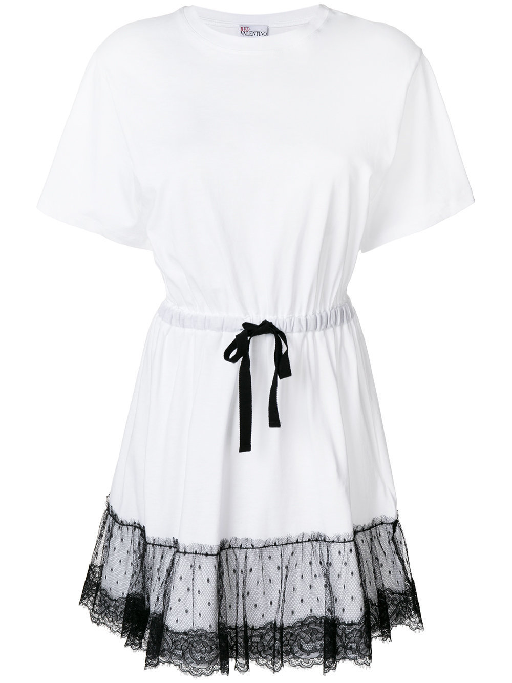 Red Valentino Lace Waist Umbrella Pendulum T-shirt Dress In White