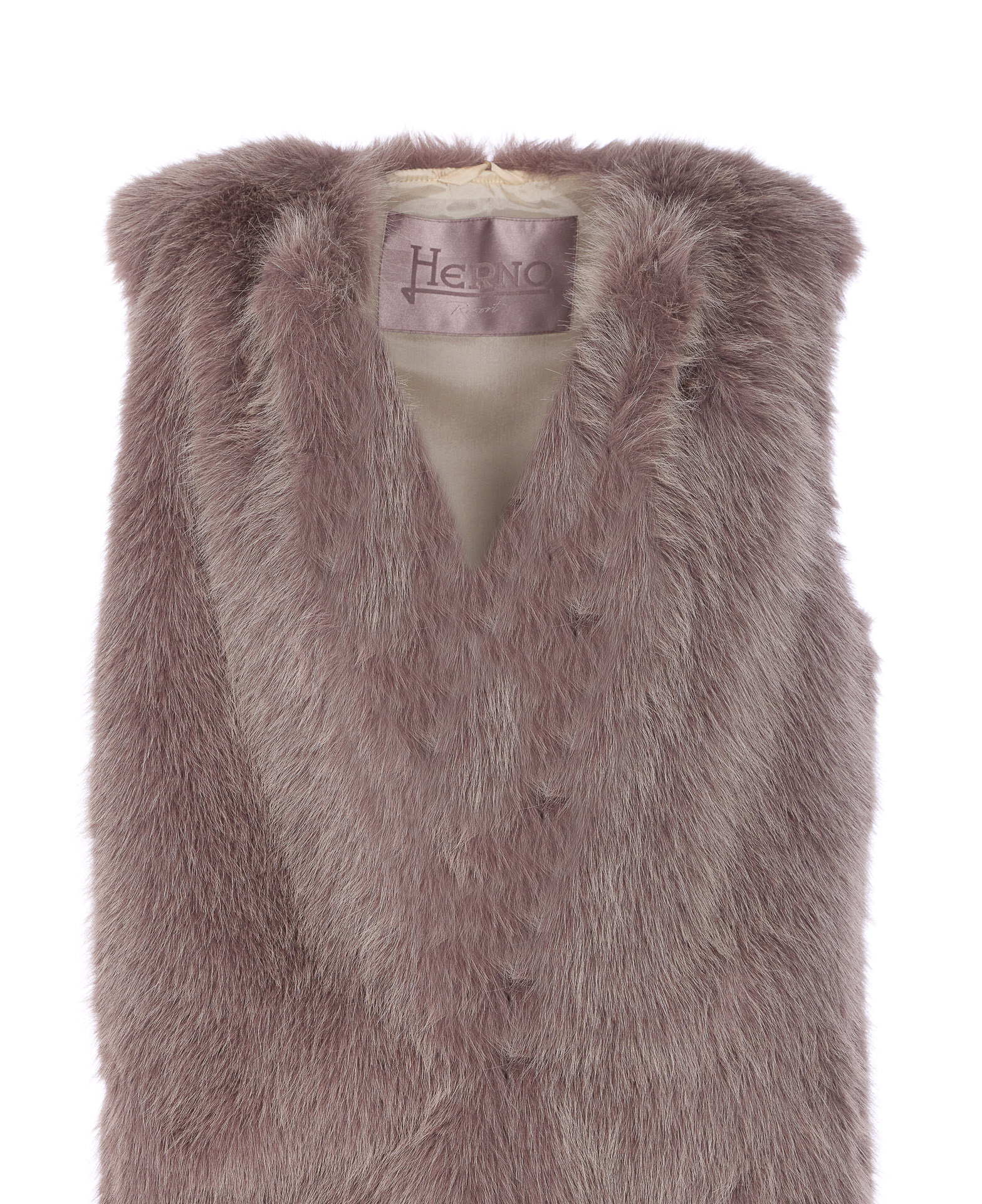 Herno Faux Fur Eaist Coat In Brown