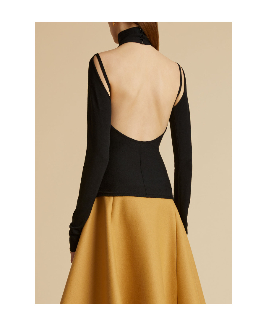 Khaite The Marlowe Open-back Blouse In Black