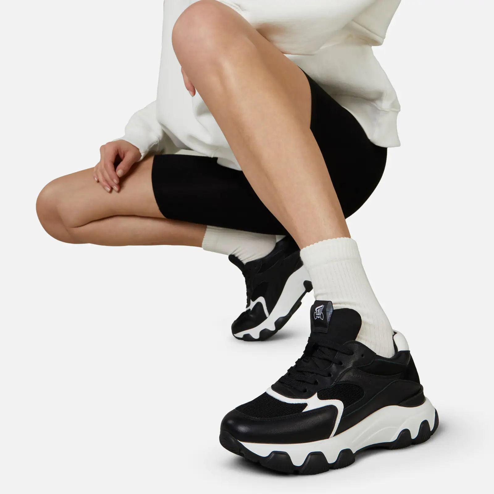 Hogan Black Fabric Hyperactive Sneakers In Black