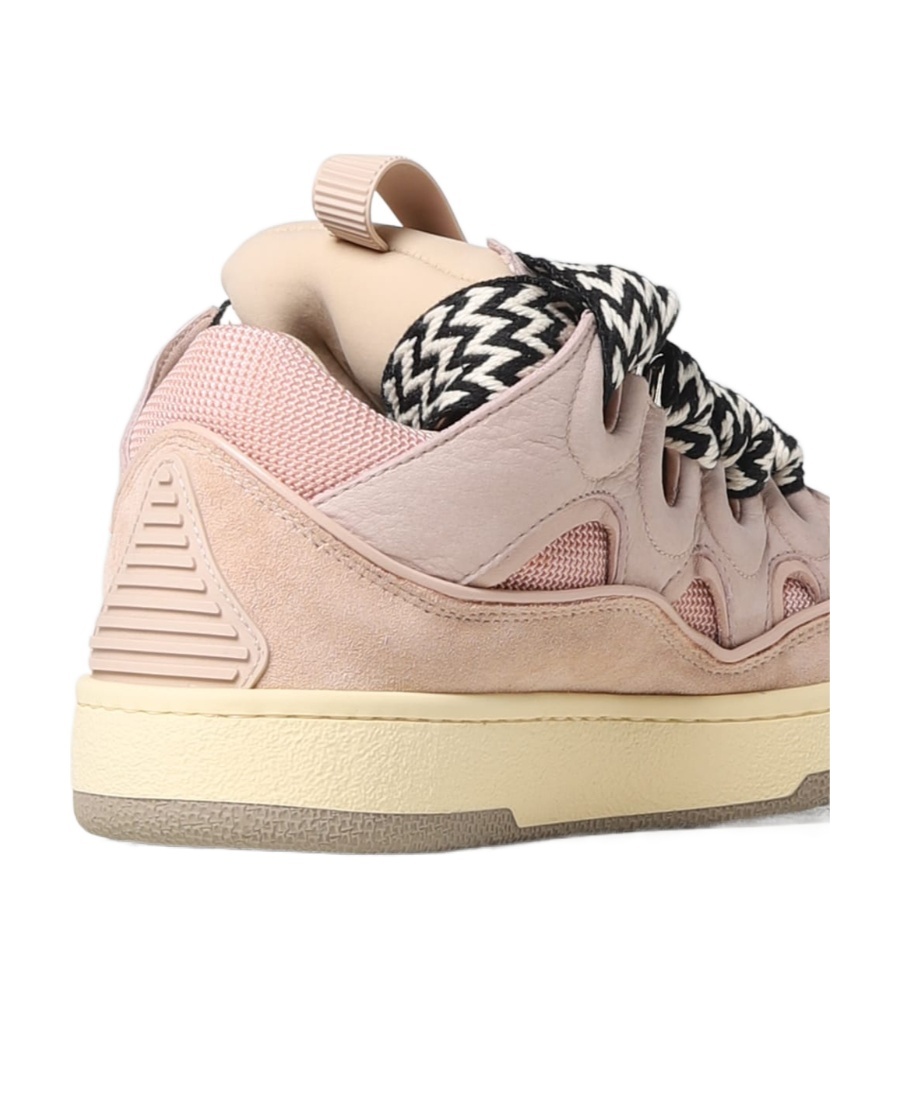 Shop Lanvin Curb Leather Sneakers In Nude