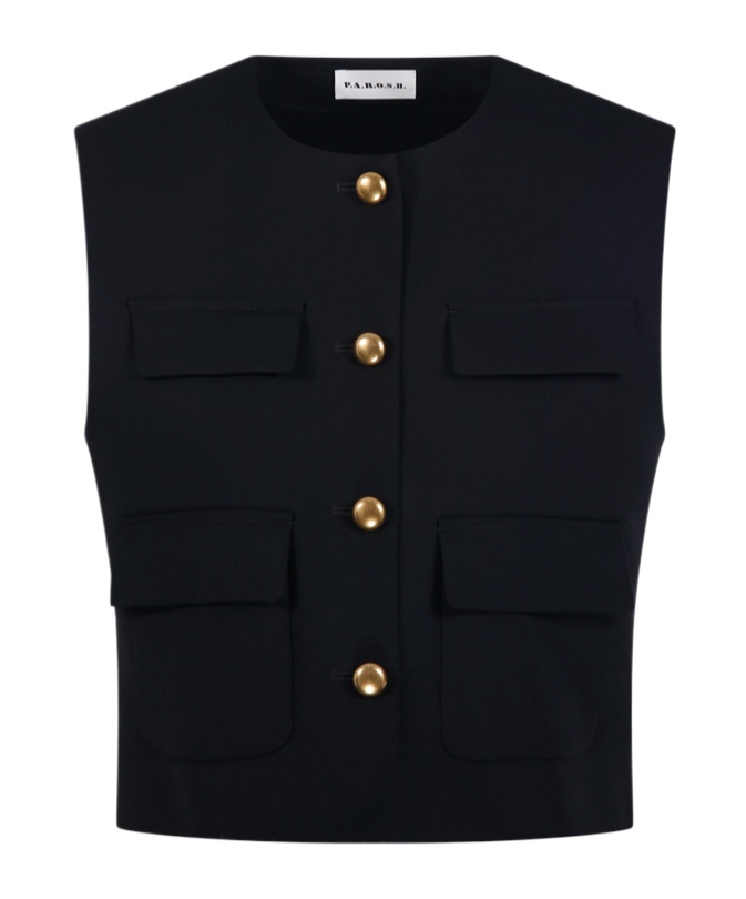 P.a.r.o.s.h Pocket-detail Buttoned Waistcoat In Black