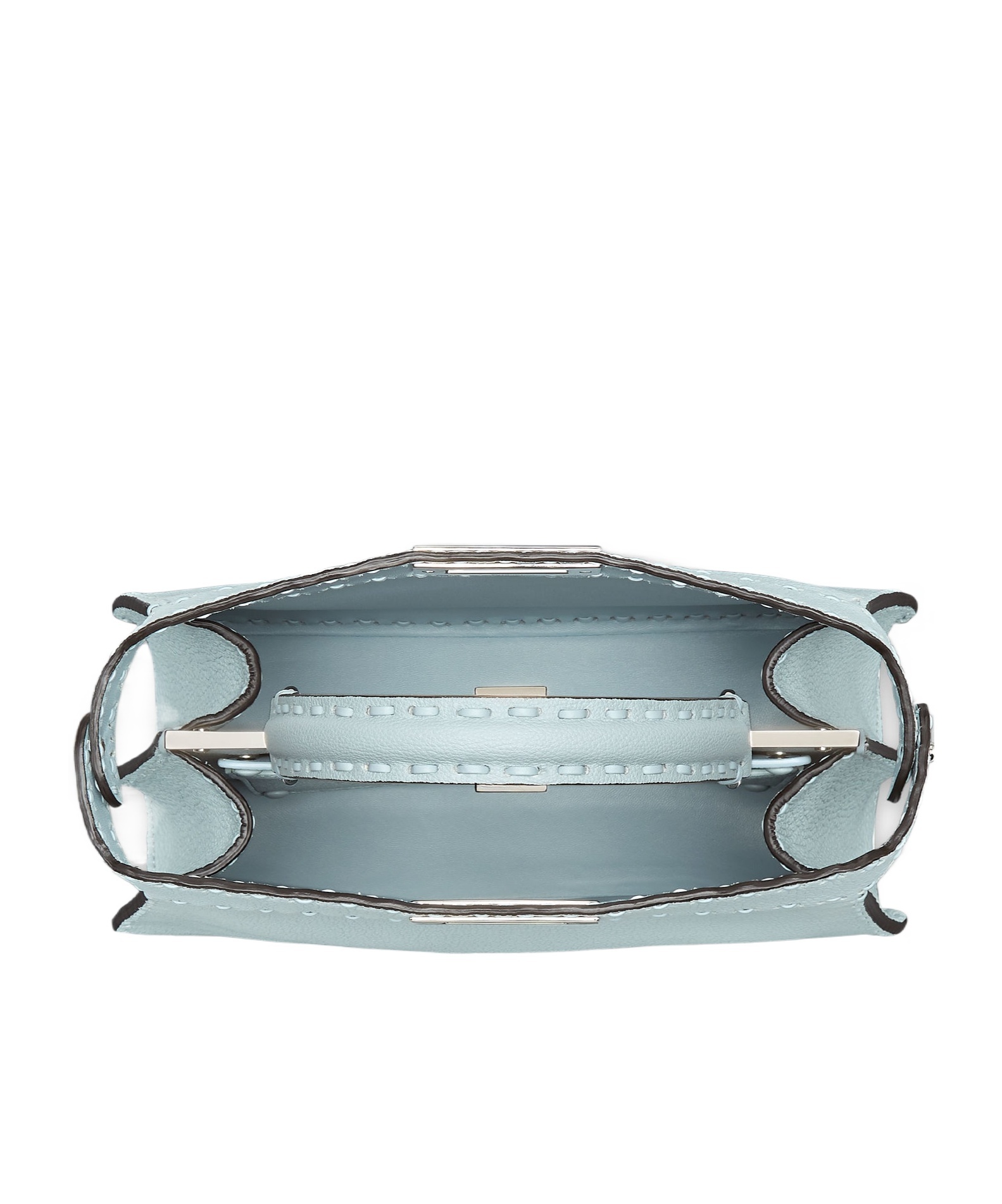 Shop Fendi Light Blue Selleria Bag With 646 Hand-sewn Topstitches