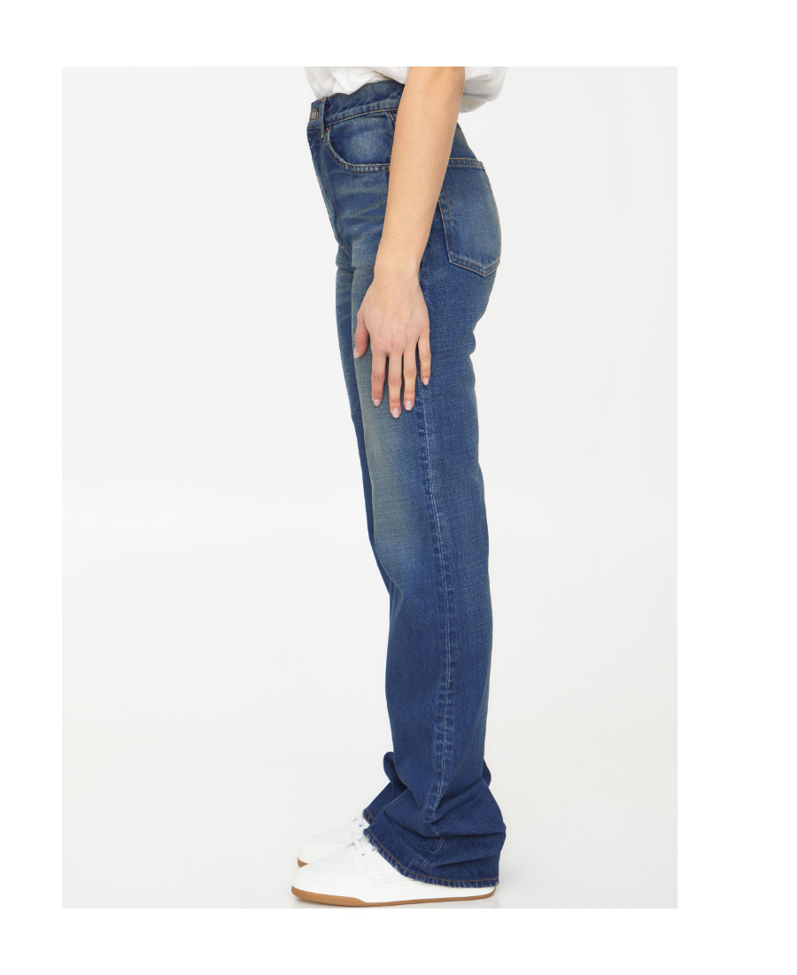 Saint Laurent Flared High-waisted Jeans In Blue