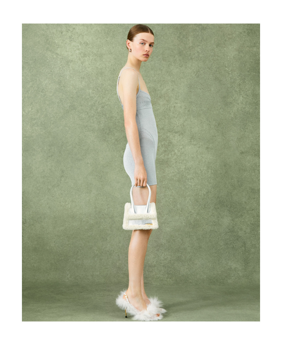 Jacquemus Fiesta Glitter Dress In Gray