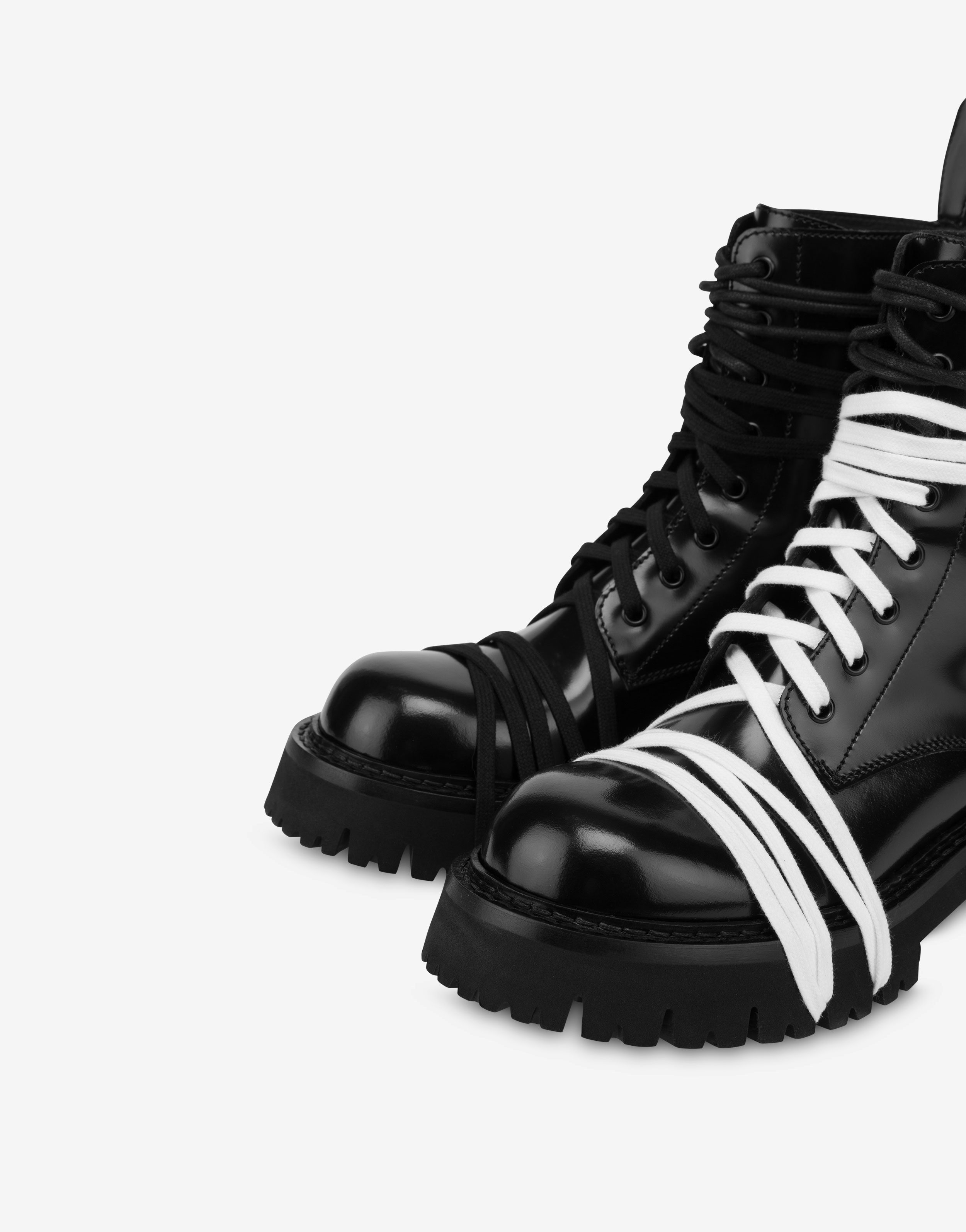 Moschino Lace-up Boot In Black