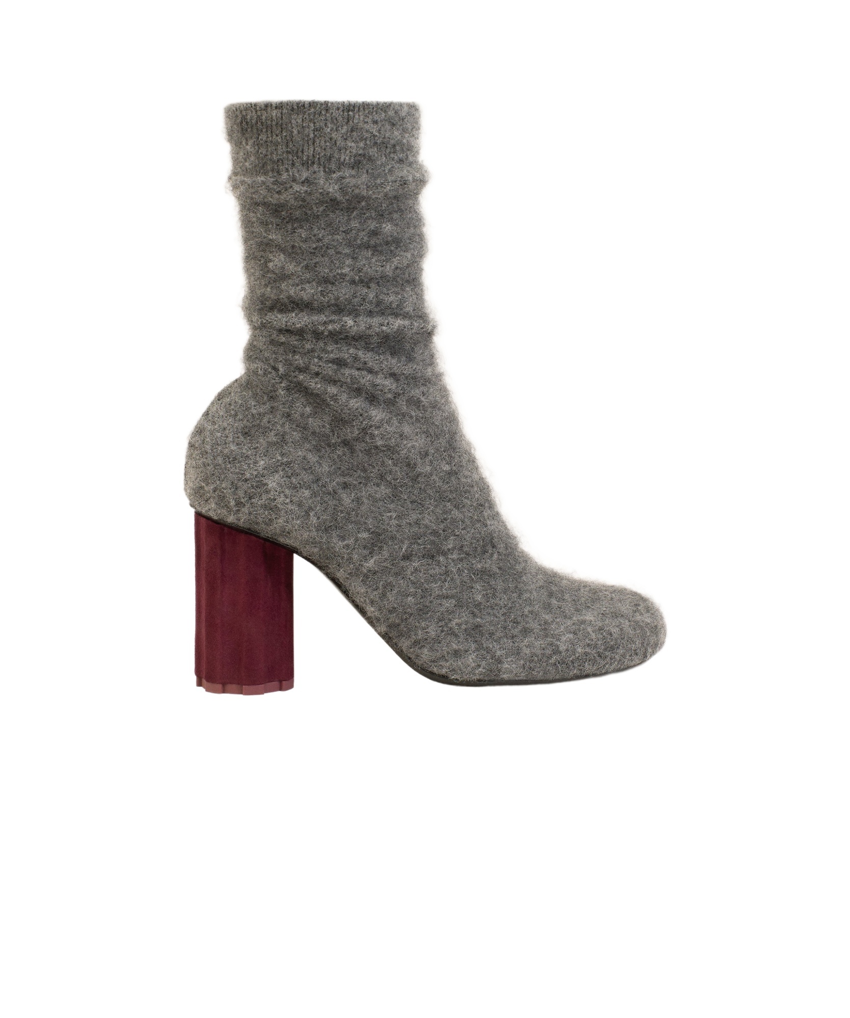 Ami Alexandre Mattiussi Black Mohair Knit Piano Ankle Boots Grey In Gray