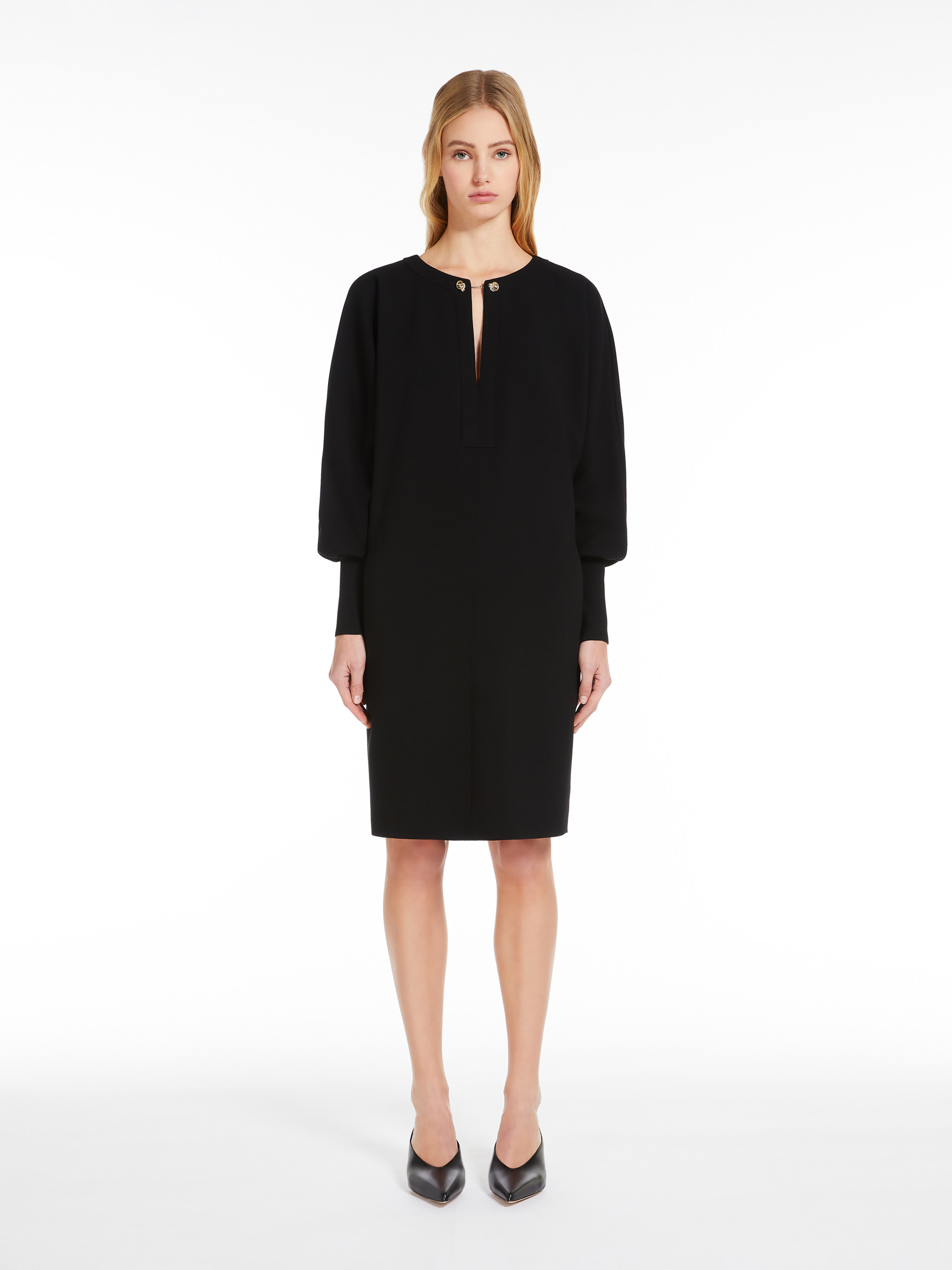 Max Mara Studio Asti Cady Long-sleeved Dress In Black