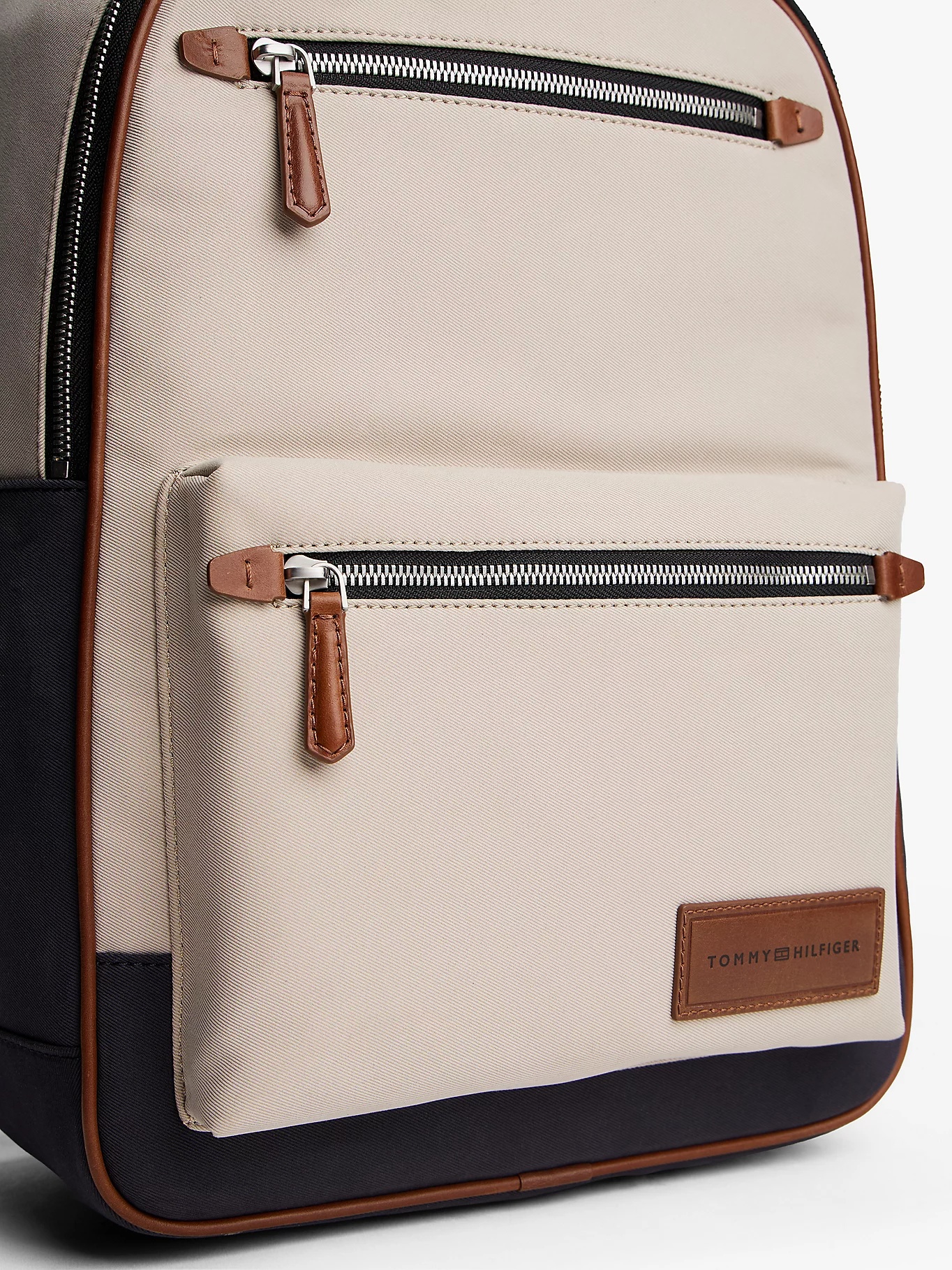 Shop Tommy Hilfiger Casual Logo Patch Backpack In Classic Beige