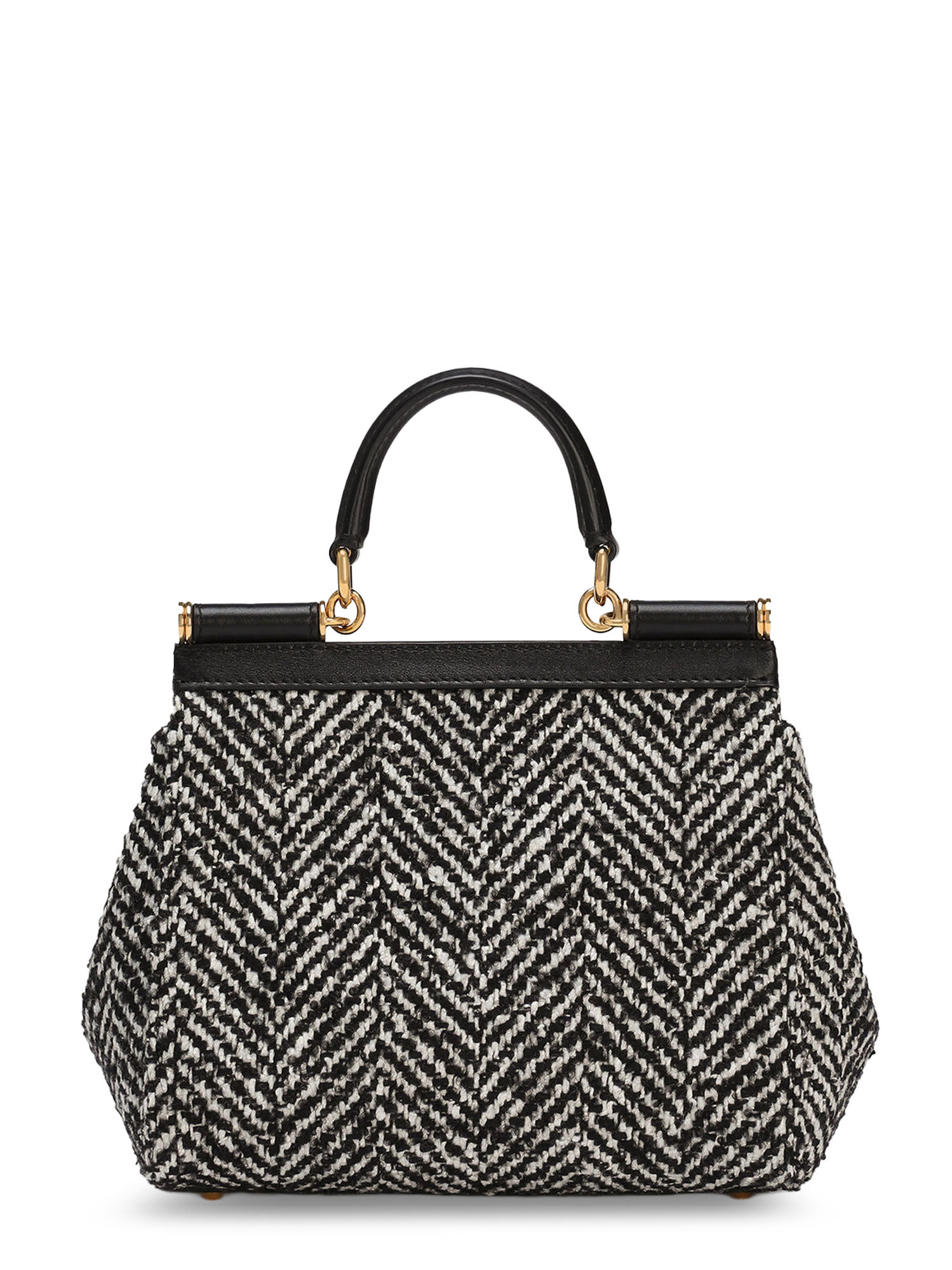 Dolce & Gabbana Women Sicily Medium Chevron Fabric Shoulder Bag In Black