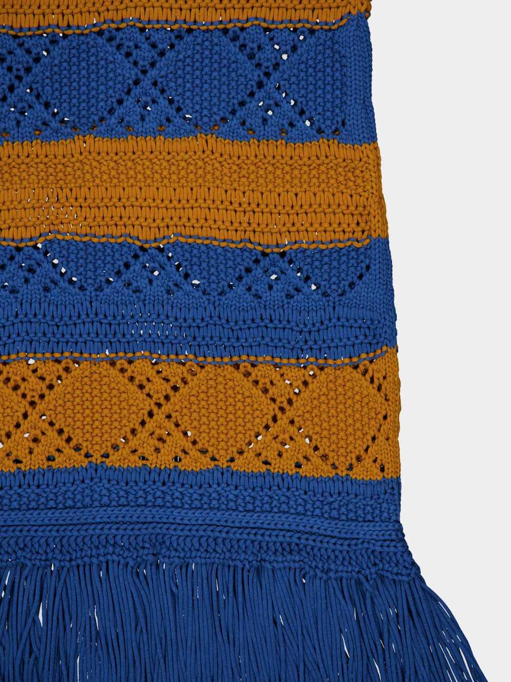 La Doublej Striped Knitted Dress In Blue