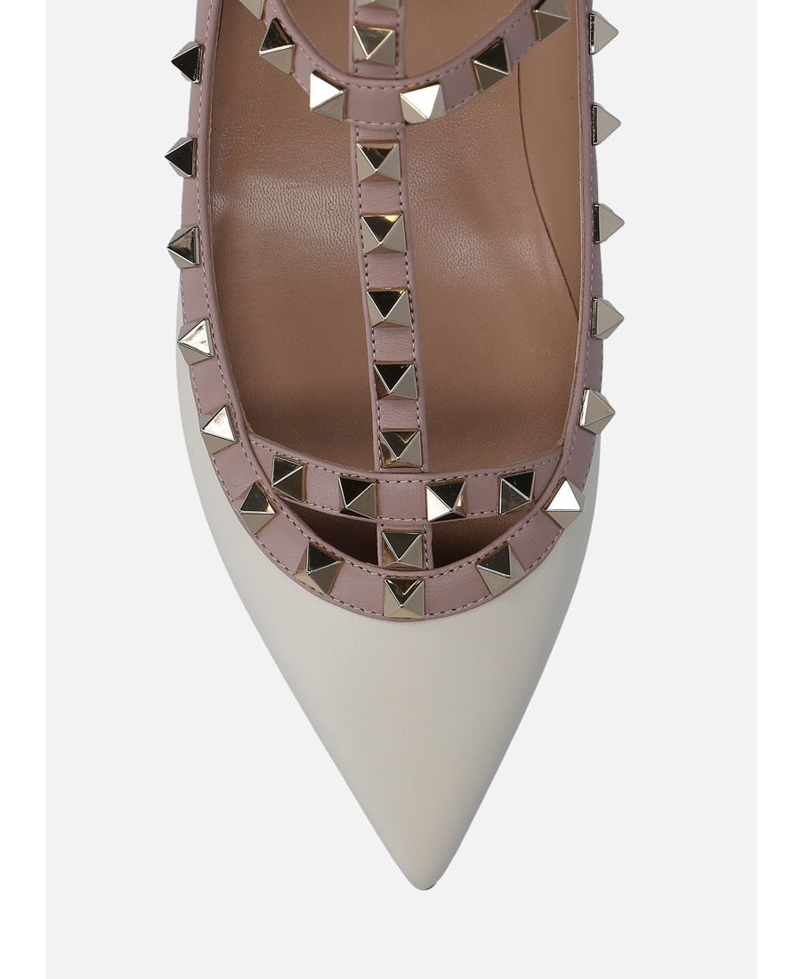 Valentino Rockstud Ballerinas In White