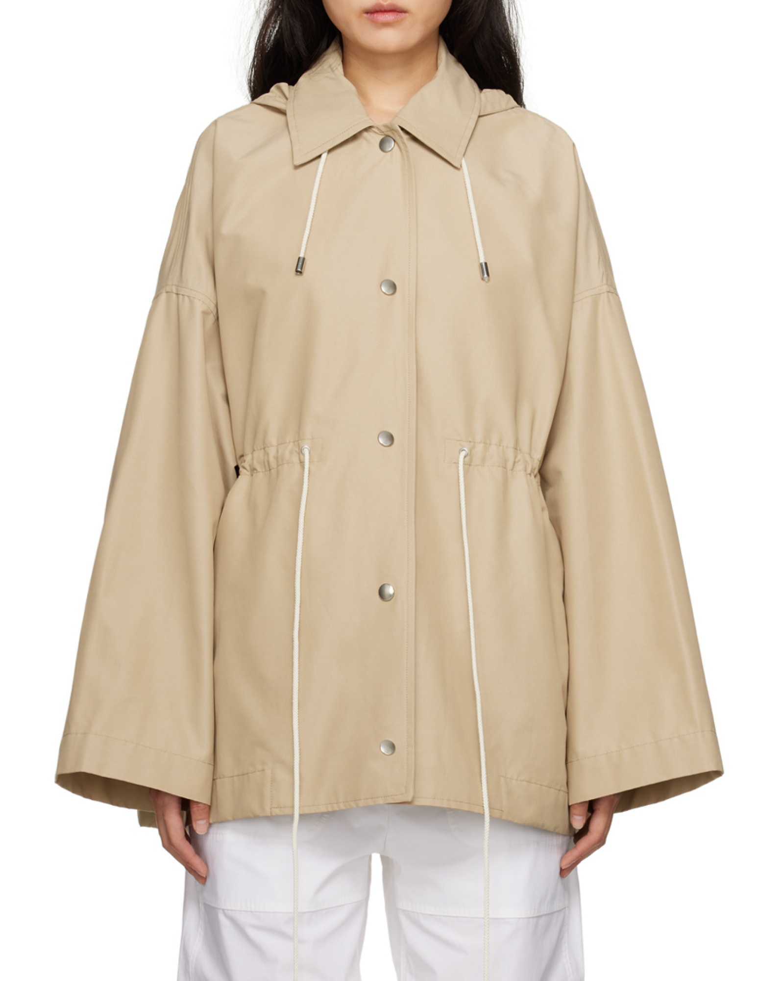 Totême Drawstring-waist Hooded Jacket In Nude